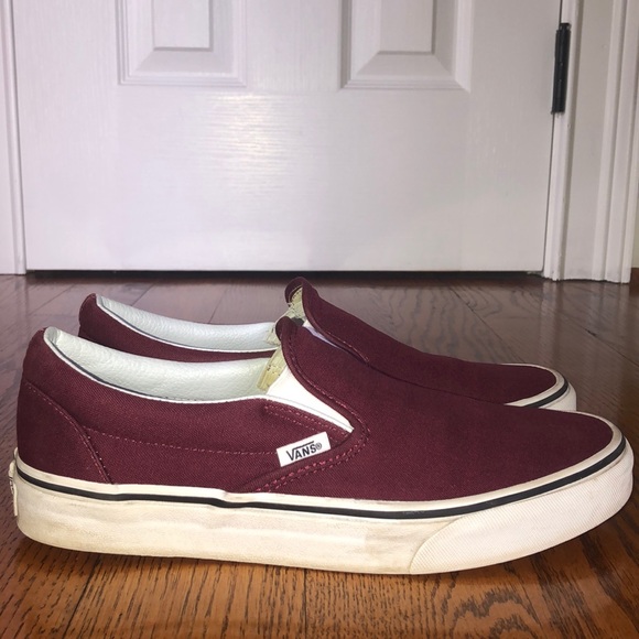 burgundy slip ons vans